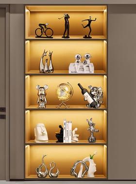 现代简约酒柜装饰品摆件轻奢高档客厅电视柜餐边玻璃柜家居摆设品