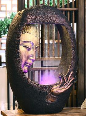 中式流水摆件循环水客厅玄关花园景观装饰公司店铺开 业招财工艺