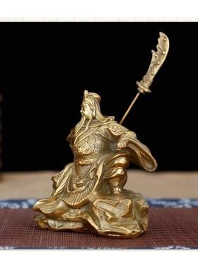 纯黄铜关公摆件车载关公饰品车内饰品关公工艺品关公汽车摆件