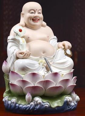 德化瓷弥勒佛摆件大肚弥勒佛佛像居家供奉店铺招财装饰笑佛未来佛
