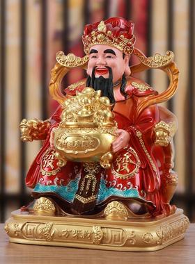 财神饰品供家庭祭拜商店，请学习财神在家，发财树脂雕像比例雕像