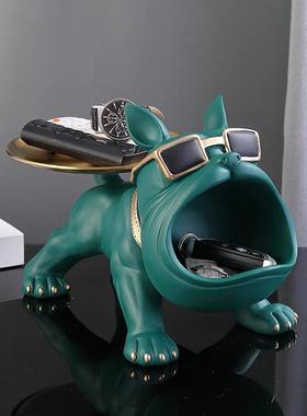 狗狗玄关钥匙收纳摆件轻奢家居客厅茶几多功能遥控收纳创意装饰品