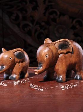泰国进口特色工艺品礼品 东南亚装饰木雕卡通小萌象桌面摆设摆件