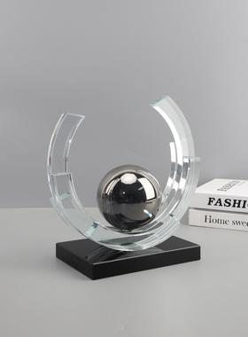 现代轻奢水晶几何艺术摆件客厅办公室电视柜玄关家居软装饰品