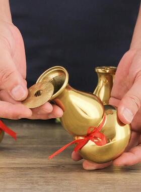 铜葫芦瓶风水装饰中国装饰品家庭节日用品铜币盖八卦瓶福禄铜瓶