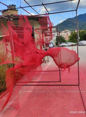 现代中式金鱼空中悬挂软装吊饰创意金属网格商场酒店开业艺术装饰