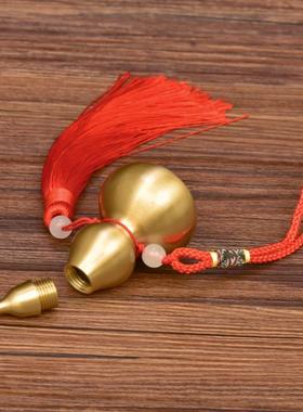 铜葫芦挂件五帝钱开口空心纯黄铜摆件装饰品工艺品办公室吉祥挂饰