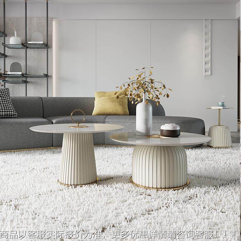 轻奢岩板 茶几组合大小圆形CJ-013意式现代简约锈钢创意红网不民,淘宝优惠券,粉丝福利购,淘宝优惠卷