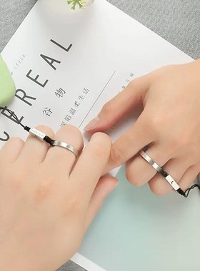 S925银d新款指环扣手机挂绳情侣一对款挂饰钥匙勾指扣环防丢绳戒