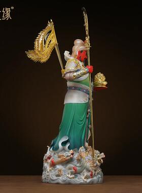 汉白玉聚宝盆立刀武财神九龙关公像摆件家居玄关中式镇宅供奉神像