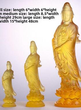 琉璃观音佛像观自在佛堂装饰家居供奉中式摆件南海观世音菩萨摆件