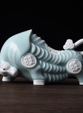 陶瓷牛气冲天摆件创意哥窑个性生肖牛大号招财家居装饰品转运摆设
