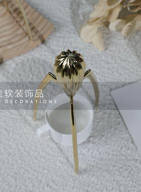现代简约银色章鱼外星人榨汁器摆件样板房茶几餐厅厨房客厅软装饰