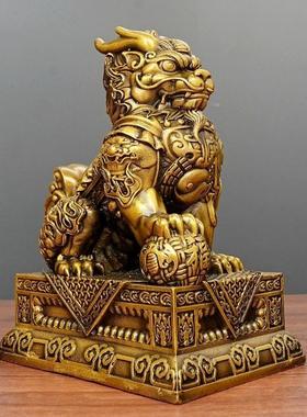 全铜麒麟摆件公母一对家居办公室聚财纳福吉祥物乔迁开业礼品大号
