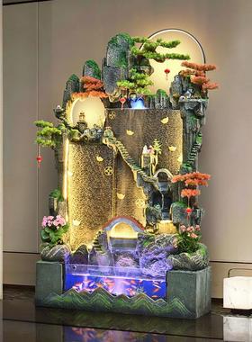 大型假山流水喷泉鱼缸客厅循环水幕墙办公室内风水轮景观落地摆件