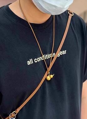 古法沙金黄色福禄葫芦吊坠项炼女2025新款中式国风编织挂绳毛衣炼