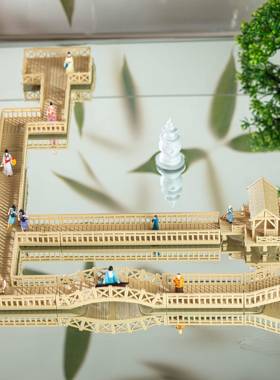 微景观中式古建筑全套桥梁微缩摆件模型盆景假山水陆鱼缸造景模型