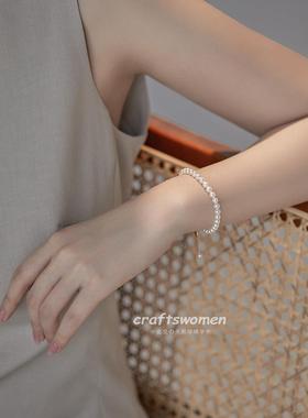 小红书同款14K包金天然淡水珍珠手链可挂福牌吊坠七夕礼物