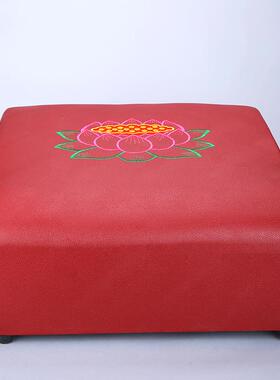 秦歌四方皮革实木拜垫家用礼佛垫绣花/纹路拜椅拜凳佛堂用品大全