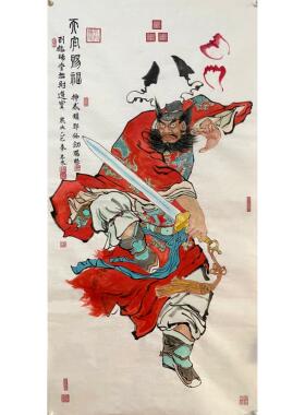 纯手绘钟馗神威图纯手工国画朱砂钟馗书房客厅中堂装饰画