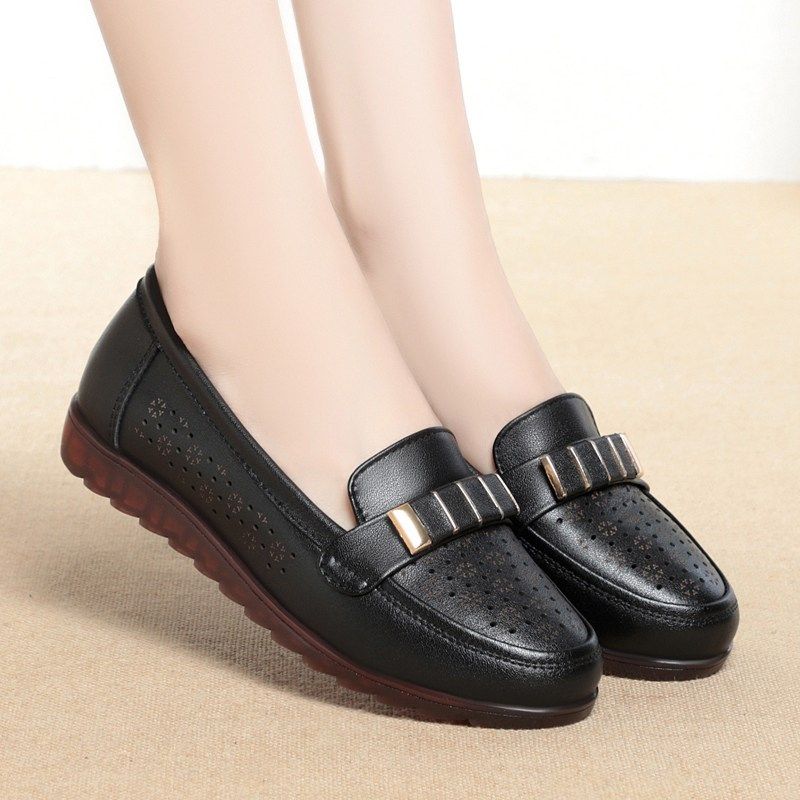 镂空单鞋真皮软底凉鞋女夏季透气妈妈鞋中老年老人皮鞋大码洞洞鞋,淘宝优惠券,粉丝福利购,淘宝优惠卷