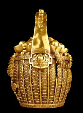 一桶金摆件纯铜招财聚宝盆一桶江山办公室客厅玄关摆设家居装饰品