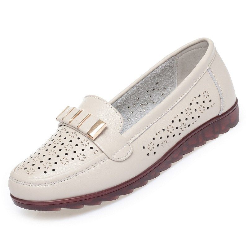 镂空单鞋真皮软底凉鞋女夏季透气妈妈鞋中老年老人皮鞋大码洞洞鞋,淘宝优惠券,粉丝福利购,淘宝优惠卷