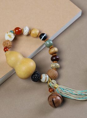 小葫芦福禄挂件中国风手机挂绳手工编织流苏款多宝创意手串手持