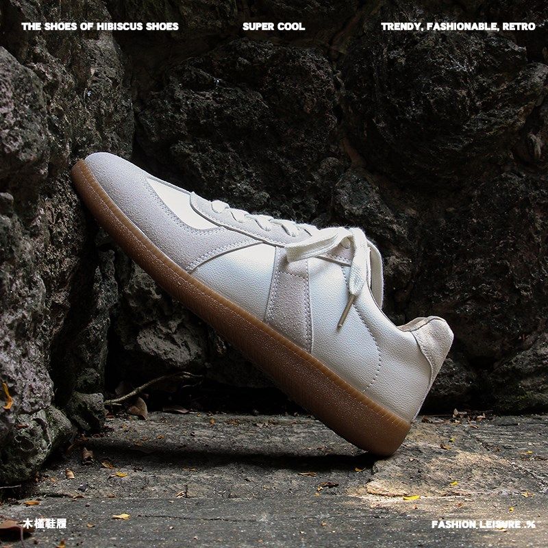 德训鞋男款米白色复古透气港风低帮休闲百搭平底轻便小众板鞋女潮,淘宝优惠券,粉丝福利购,淘宝优惠卷