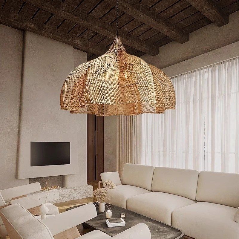 侘寂风吊灯中式禅意茶室酒店日式民宿客厅卧室灯复古餐厅藤编吊灯,淘宝优惠券,粉丝福利购,淘宝优惠卷