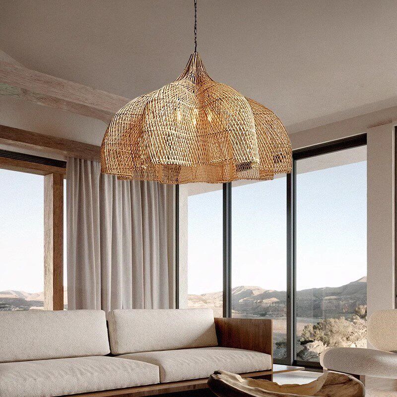 侘寂风吊灯中式禅意茶室酒店日式民宿客厅卧室灯复古餐厅藤编吊灯,淘宝优惠券,粉丝福利购,淘宝优惠卷