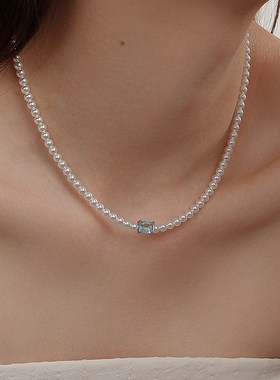 天然托帕石珍珠项链2025新款幸运石生辰石水晶项链配饰彩宝锁骨链