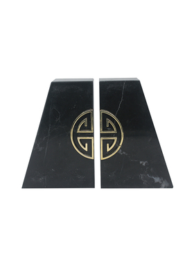 现代新中式家居书房书柜客厅博古架大理石书立书档书靠摆件工艺品