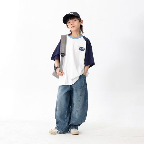 儿童洋气软糯薄款冰丝牛仔防蚊裤2025夏季男童宽松休闲弯刀裤长裤 - 图0