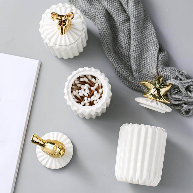 欧式现代牙签筒创意家用牙签盒陶瓷收纳北欧轻奢个性小棉签盒陶瓷,淘宝优惠券,粉丝福利购,淘宝优惠卷