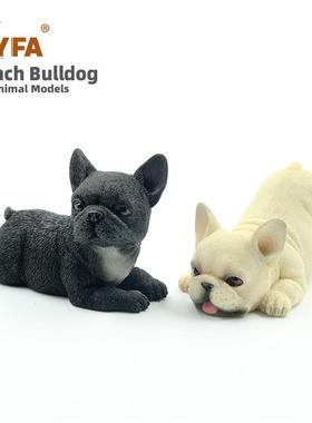 吉佳美YFA新款憨萌小法斗车载摆件可爱法牛仿真狗模型法国斗牛犬