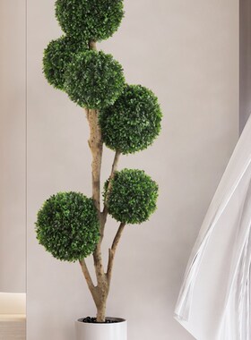 仿真绿植球形植物高端轻奢室内客厅仿生假花树仿真树盆栽摆件落地