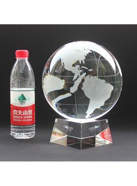 水晶地球仪摆件 中文地球 无字地球 水晶地球奖品
