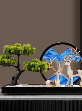 迎客松流沙画 画摆件办公室装饰品中式客厅玄关电视柜茶室桌面工