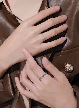 999银鲁伯特之泪情侣款戒指女男一对小众设计对戒七夕礼物送女友