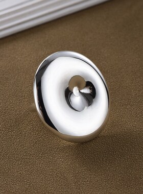 国潮重工光面水波纹开口戒指女小众设计高级感夸张个性圆盘指环