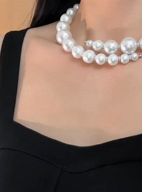 复古大珍珠项链女轻奢气质颈链高级感锁骨链甜妹配饰女2024新款潮