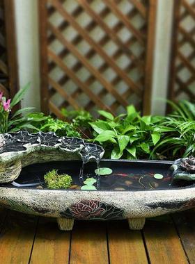 水系景观循环流水阳台庭院布置户外鱼池造景摆件小院彷石槽鱼缸