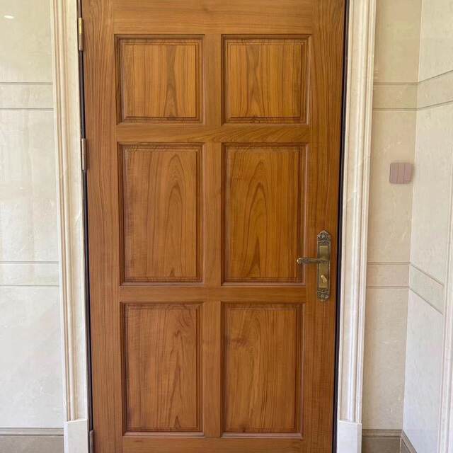 Myanmar teak pure wood door bedroom soundproof interior door pineapple grid solid wood walnut sabili sliding door