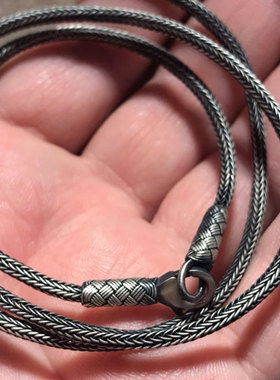 纯银狐尾链细项链男潮小众设计感男士百搭叠戴无吊坠锁骨颈链素链