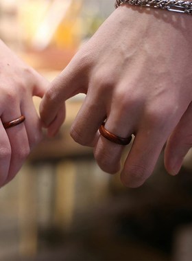 【惊鸿】木戒指黑檀紫檀手工古风刻字小众简约男女情侣生日礼物