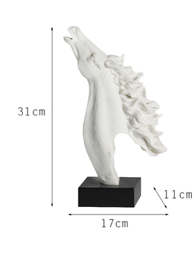 新中式简约创意马头造型u小雕塑样板房间书房客厅软装饰品摆件