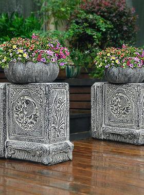 仿古中式摆件门墩抱鼓石门当户对别墅庭院子大门口装饰仿石雕摆设