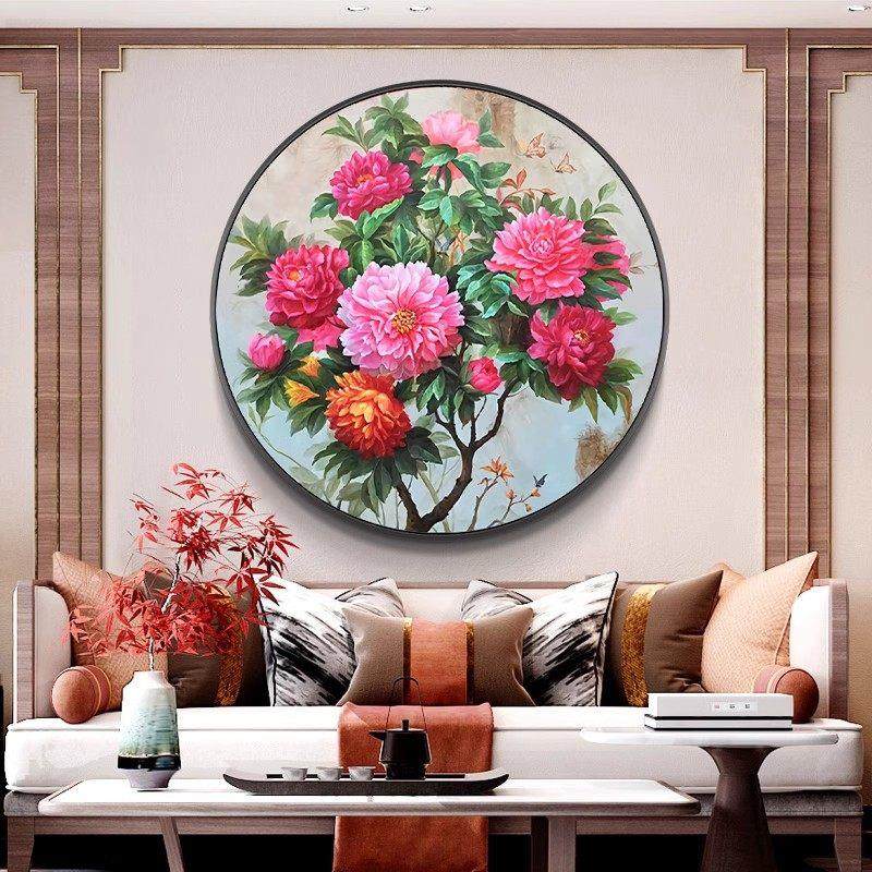 十字绣成品纯手工春画梅花飞鸟富贵牡丹客厅入口圆框挂画,淘宝优惠券,粉丝福利购,淘宝优惠卷