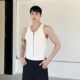 Summer new sleeveless T-shirt men's personalized slim vest Korean style metal buckle decoration pullover design trendy top